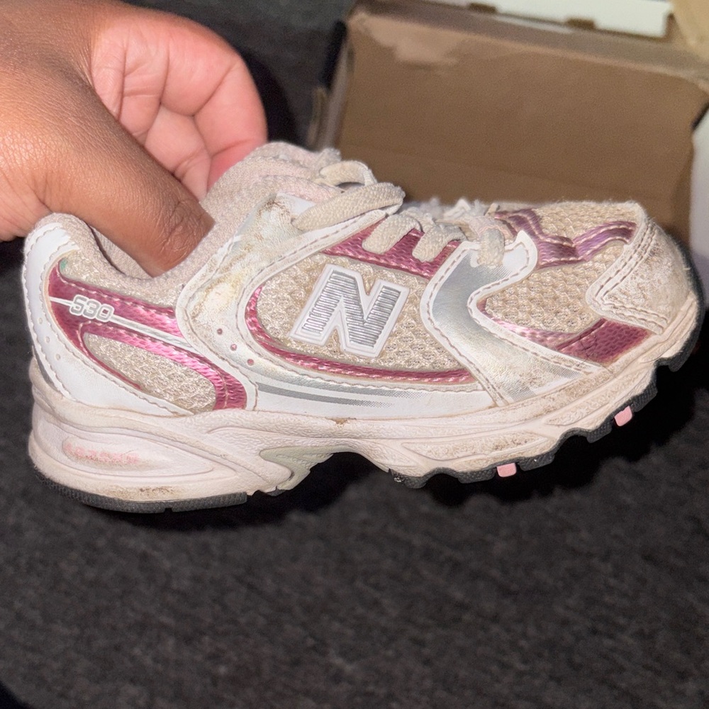 New Balance Kids Pink and White Athletic Sneaker